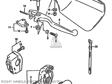 RIGHT HANDLE SWITCH (SEE NOTE) - DR350SH 1993 (P) (E04 E18 E21 E22)