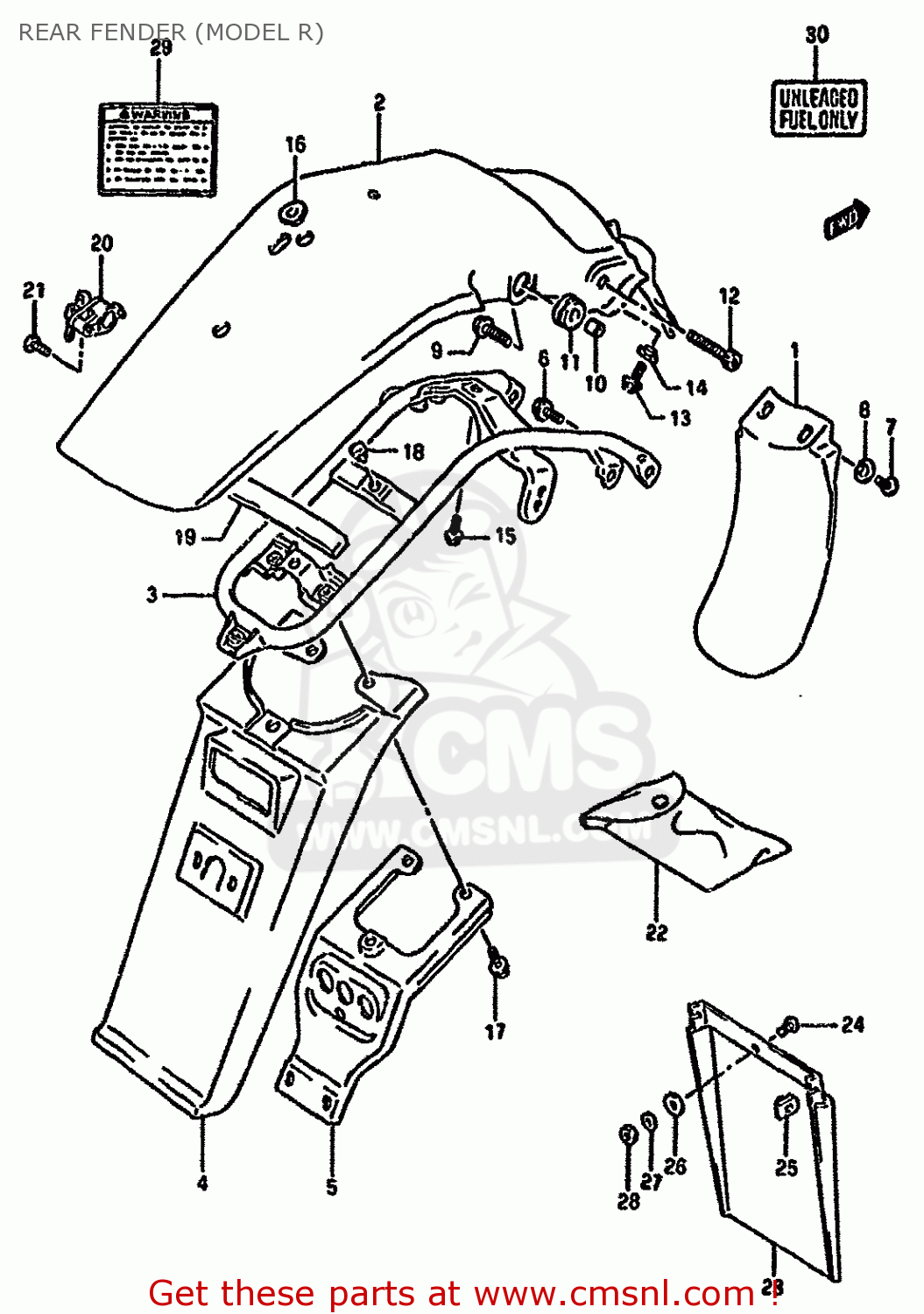REAR FENDER (MODEL R) DR350SH 1994 (R) AUSTRALIA (E22)