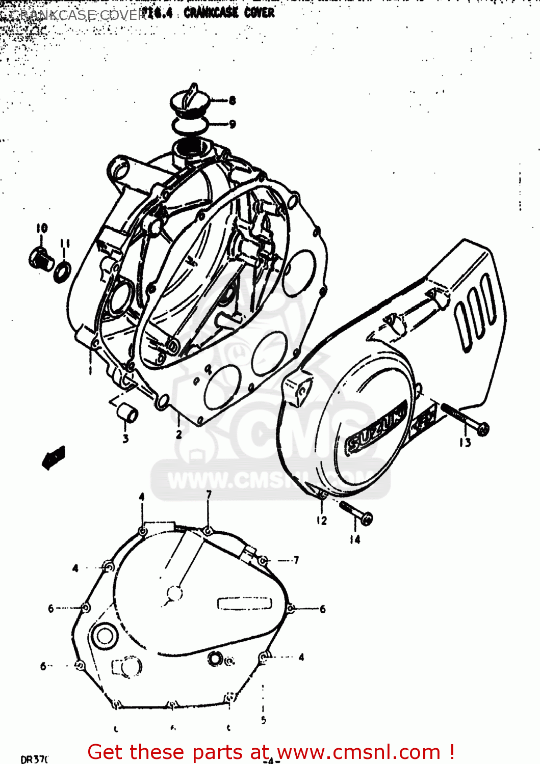 CRANKCASE COVER DR370 1978 (C) USA (E03)