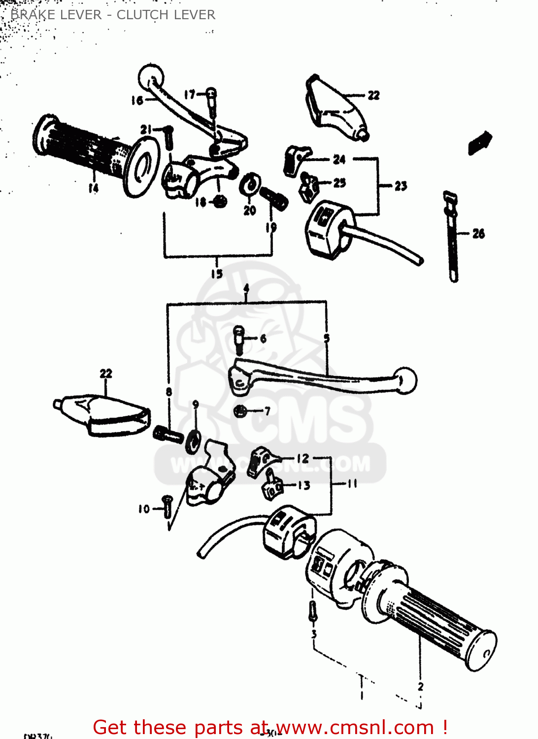 BRAKE LEVER - CLUTCH LEVER DR370 1979 (N) USA (E03)
