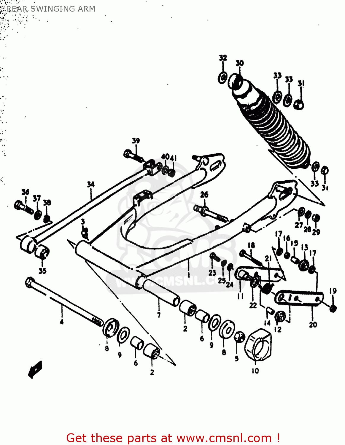 REAR SWINGING ARM DR370 1979 (N) USA (E03)