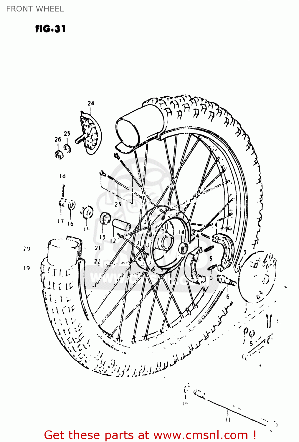 FRONT WHEEL DR400 1980 (T) USA (E03)