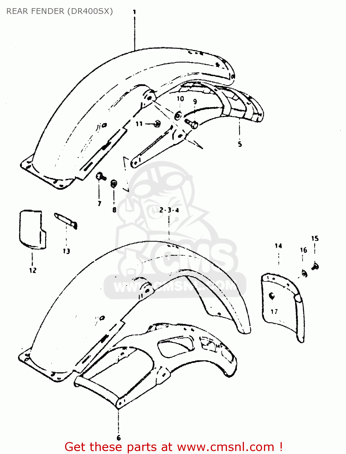 Suzuki DR400S 1980 (T) REAR FENDER (DR400SX) - buy original REAR FENDER ...