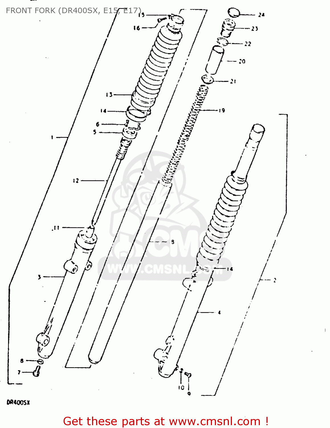 FRONT FORK (DR400SX, E15, E17) DR400S 1980 (T)