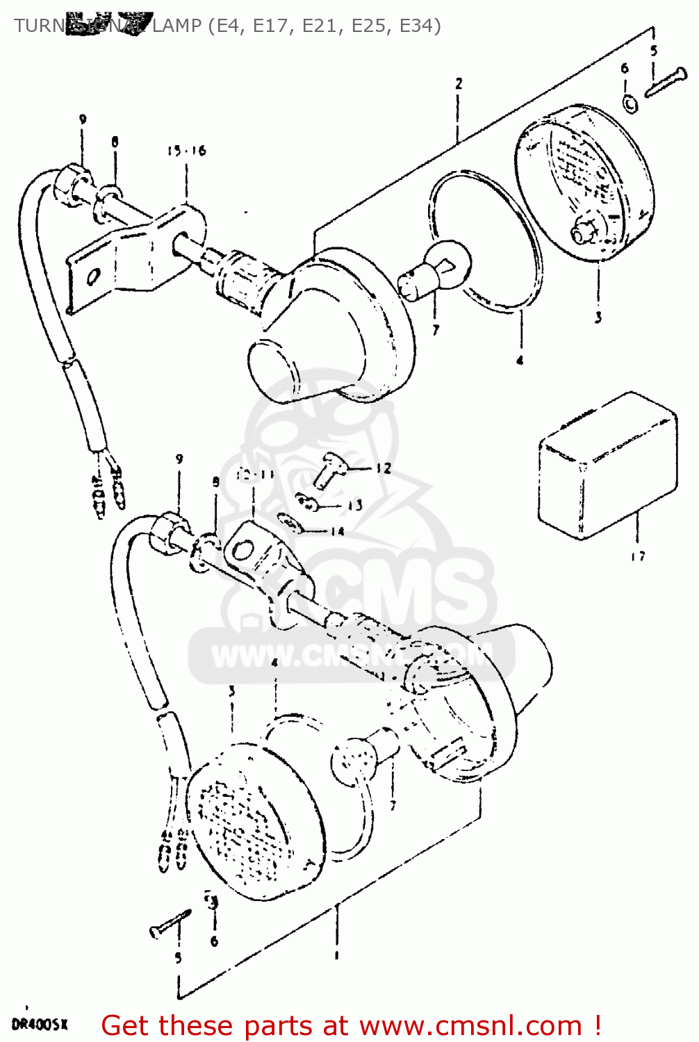 TURN SIGNAL LAMP (E4, E17, E21, E25, E34) DR400S 1981 (X)