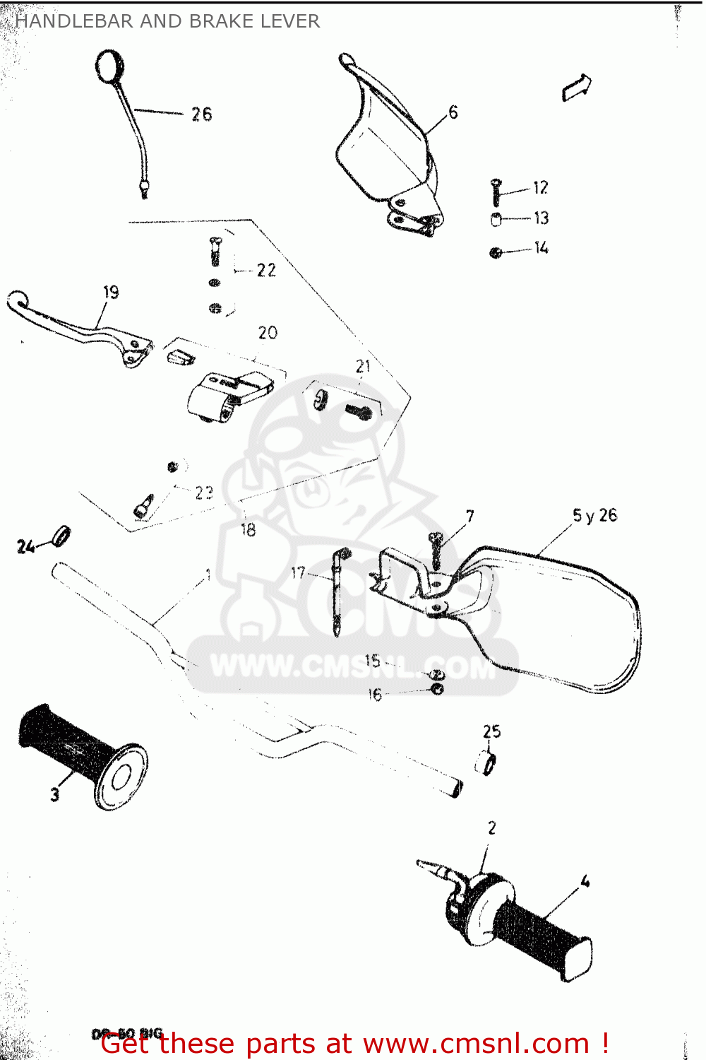 HANDLEBAR AND BRAKE LEVER DR50 BIG 1986 (G)