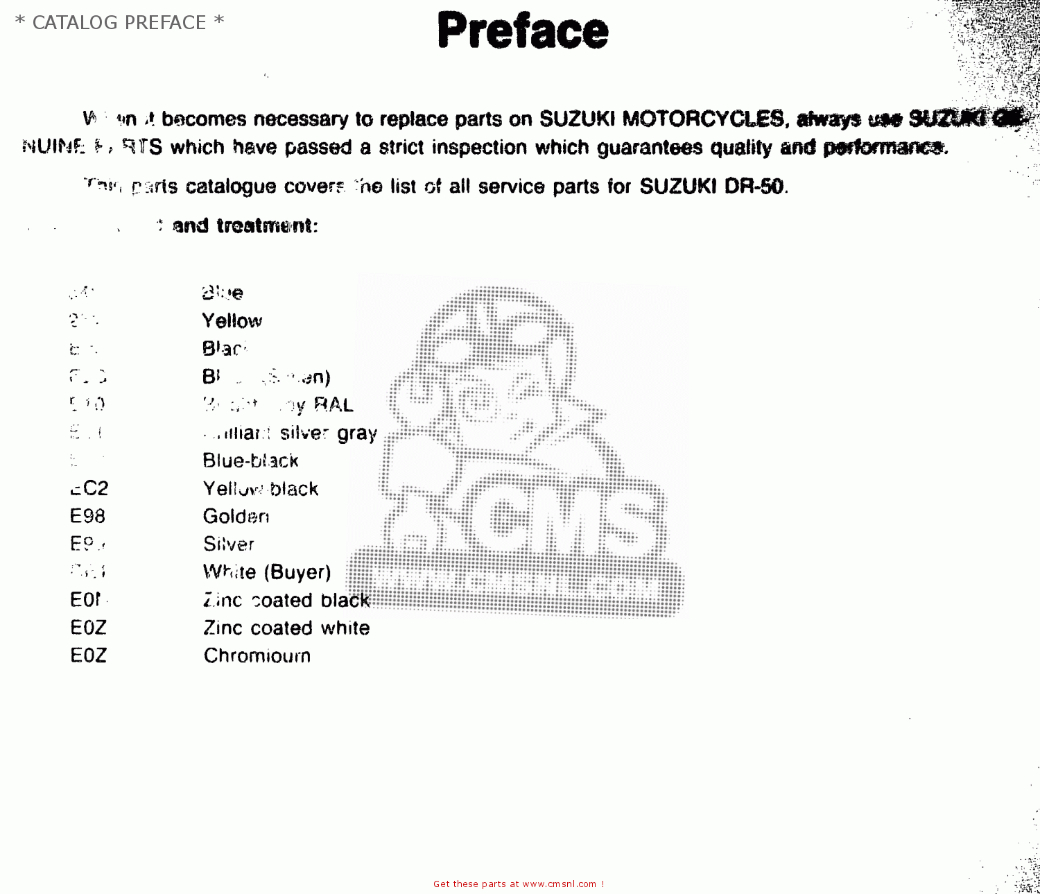 * CATALOG PREFACE * DR50 BIG 1986 (G)