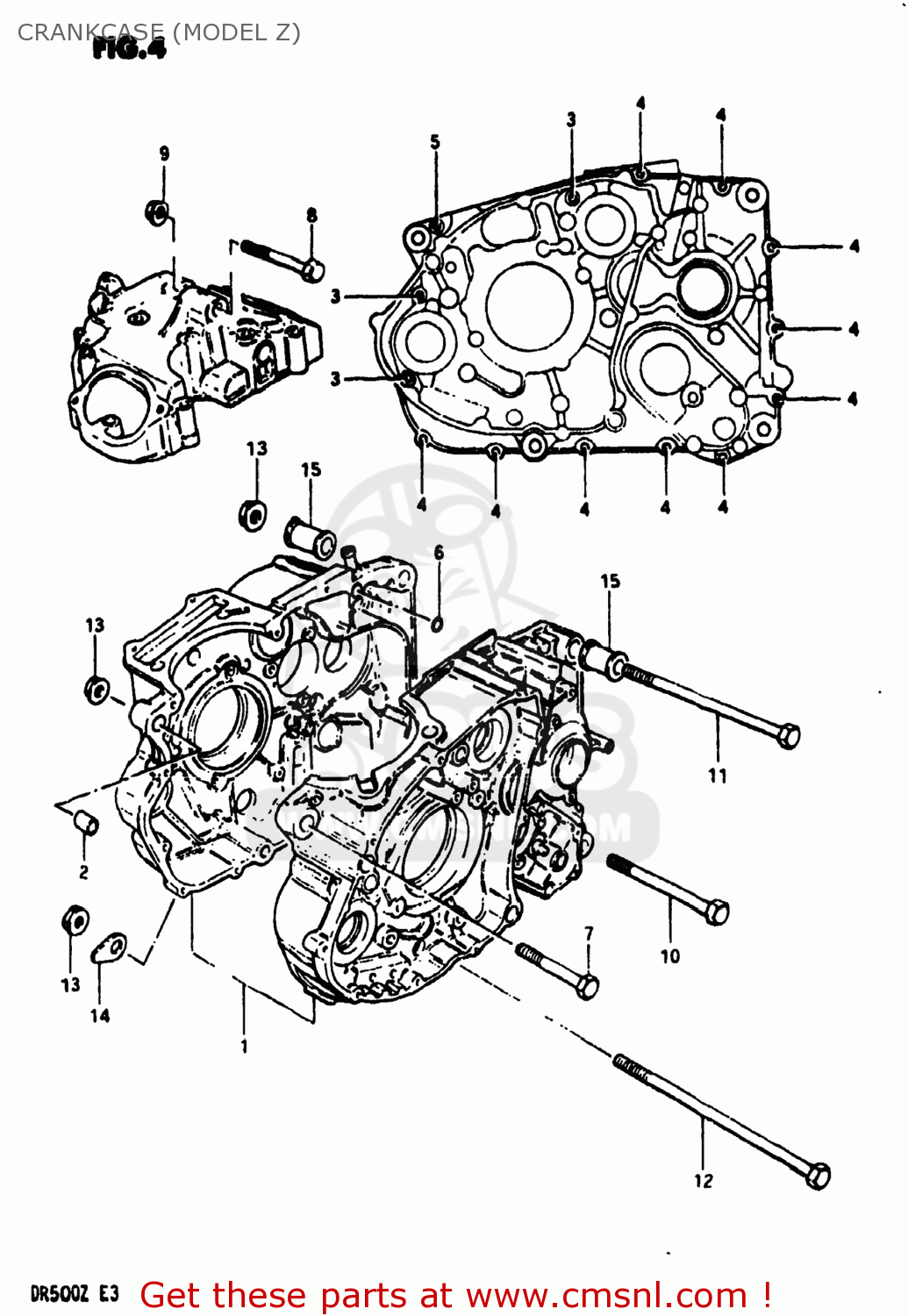 Suzuki DR500 1981 (X) USA (E03) CRANKCASE (MODEL Z) - buy original ...