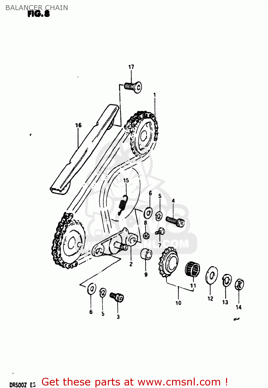 BALANCER CHAIN DR500 1981 (X) USA (E03)