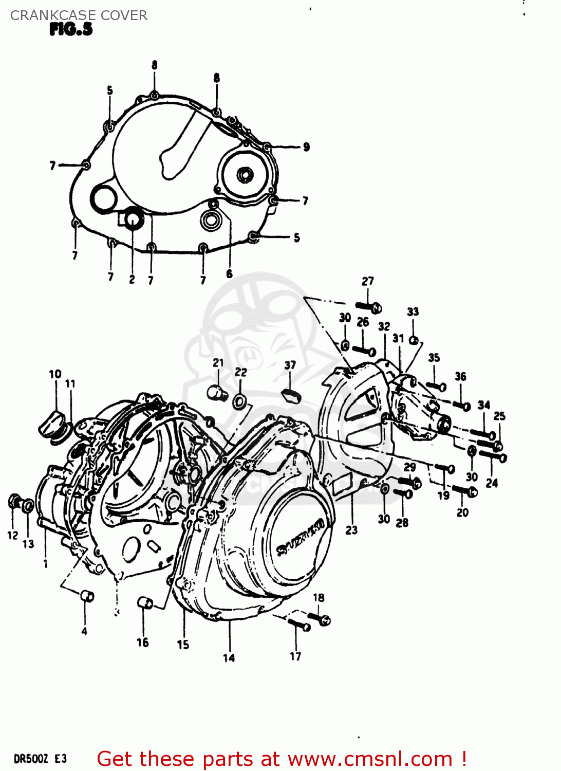 CRANKCASE COVER DR500 1981 (X) USA (E03)