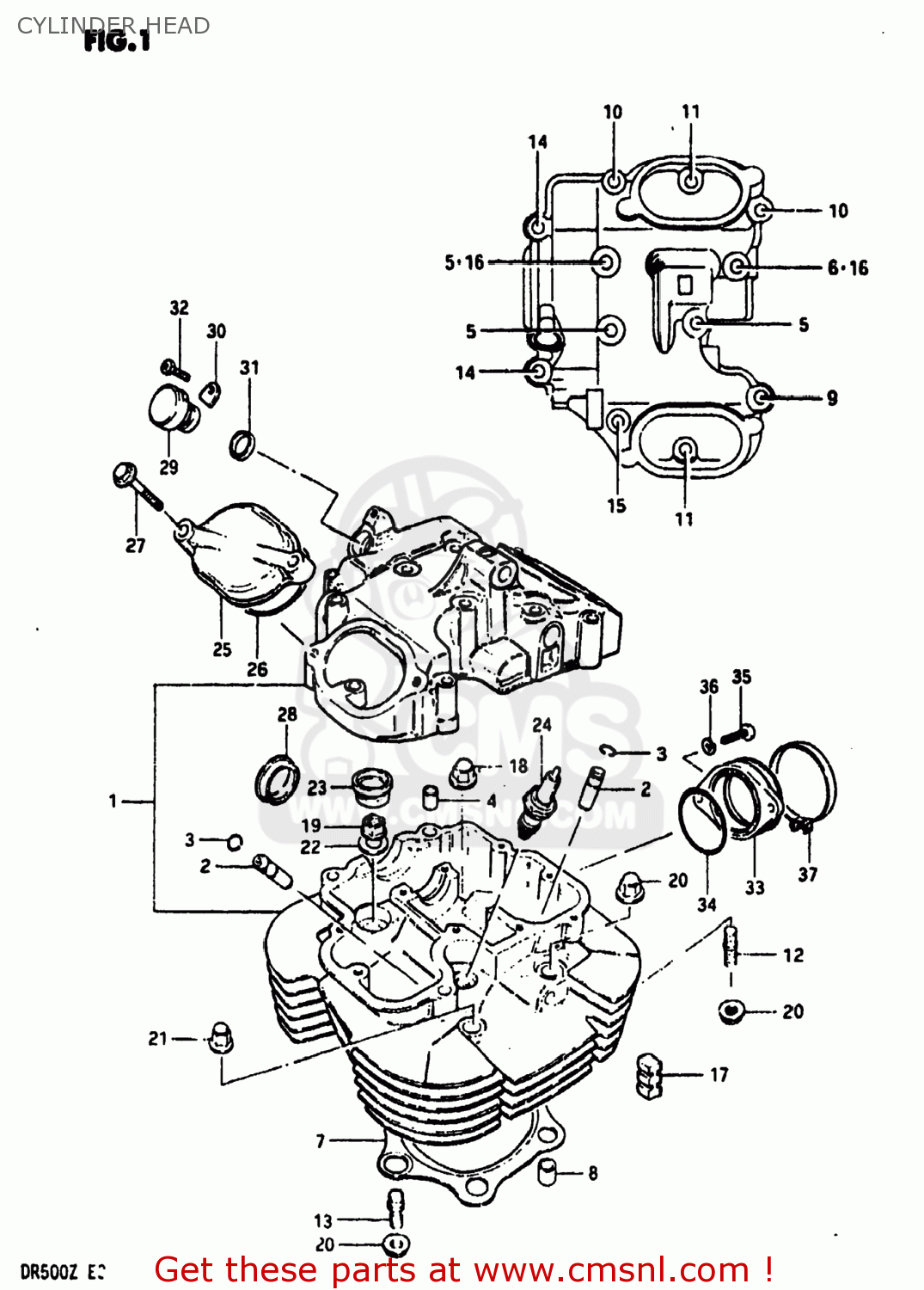 CYLINDER HEAD DR500 1981 (X) USA (E03)