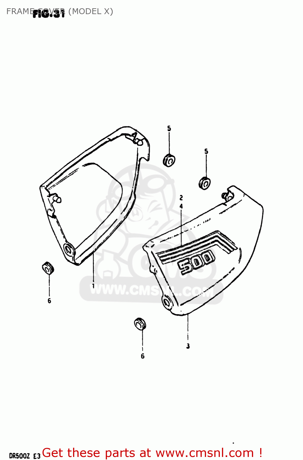 FRAME COVER (MODEL X) DR500 1981 (X) USA (E03)