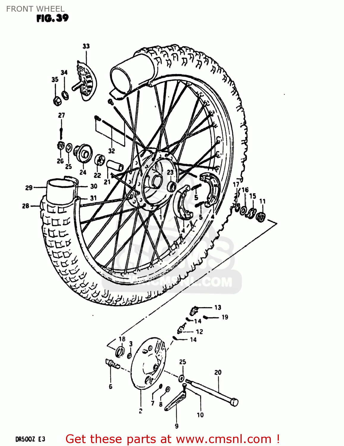 FRONT WHEEL DR500 1981 (X) USA (E03)