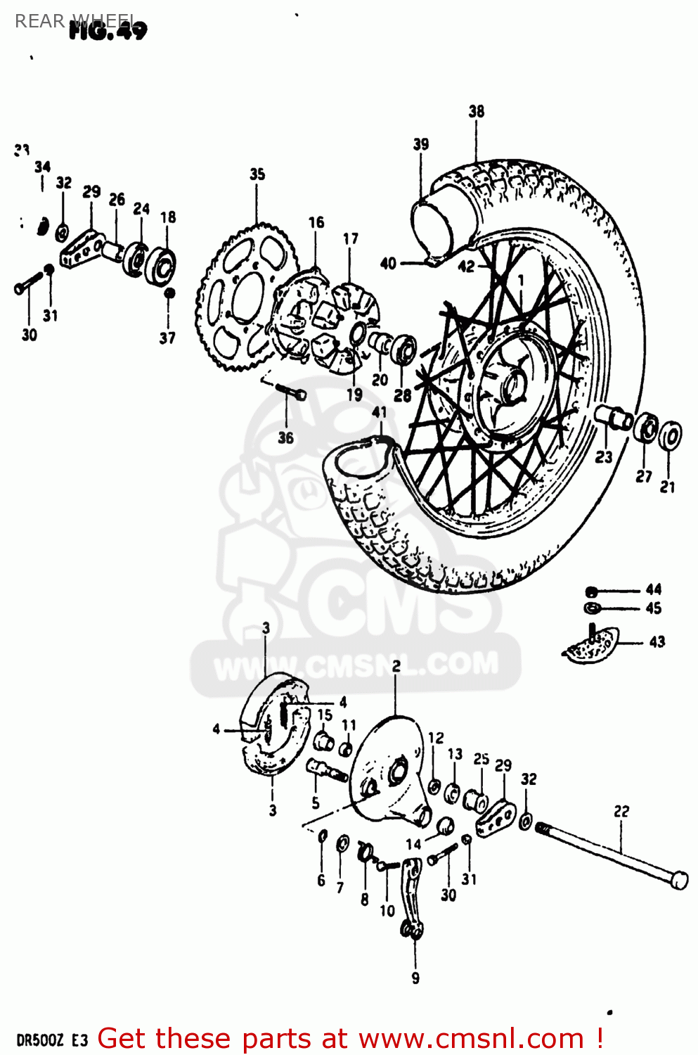 REAR WHEEL DR500 1981 (X) USA (E03)