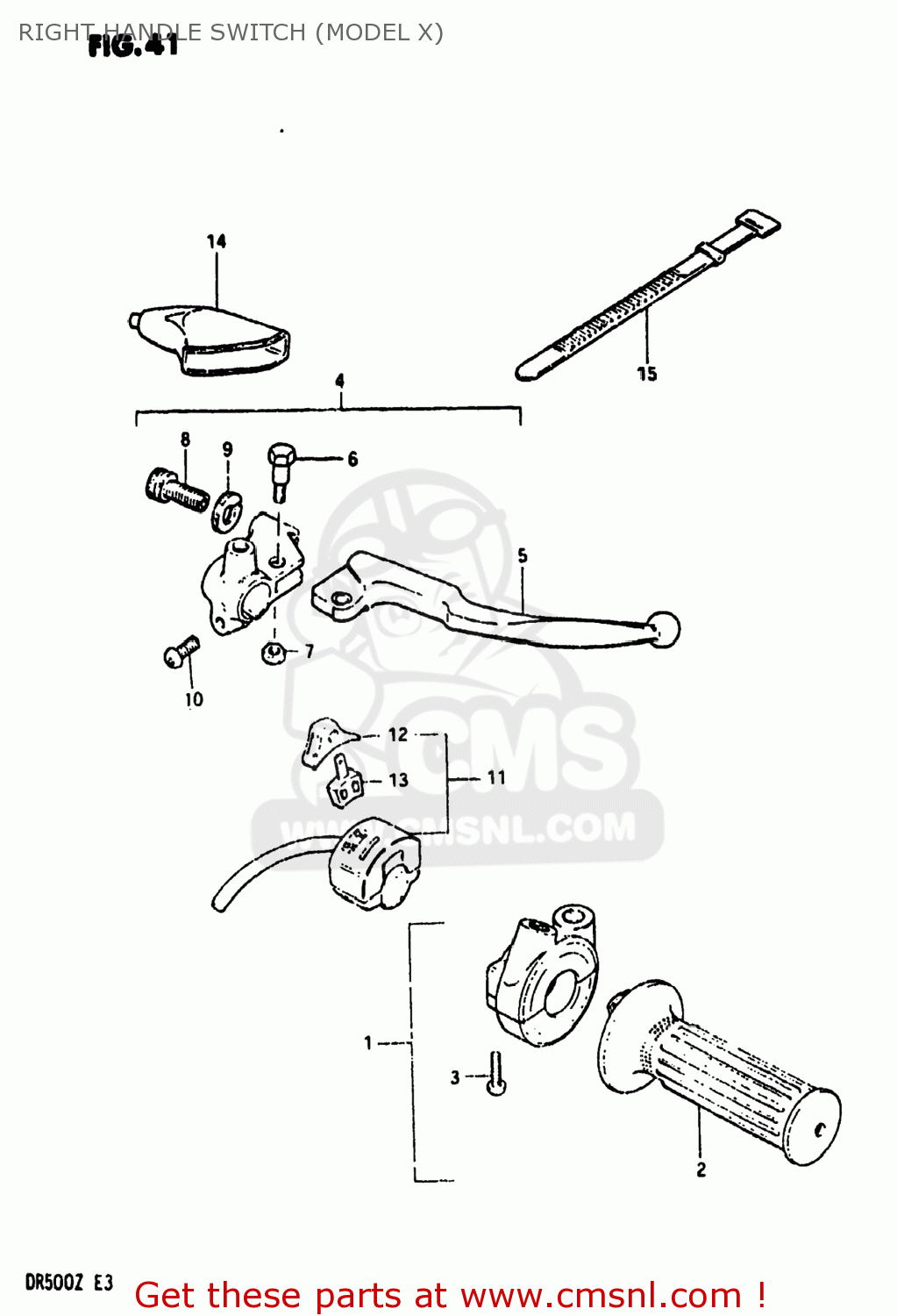 RIGHT HANDLE SWITCH (MODEL X) DR500 1981 (X) USA (E03)