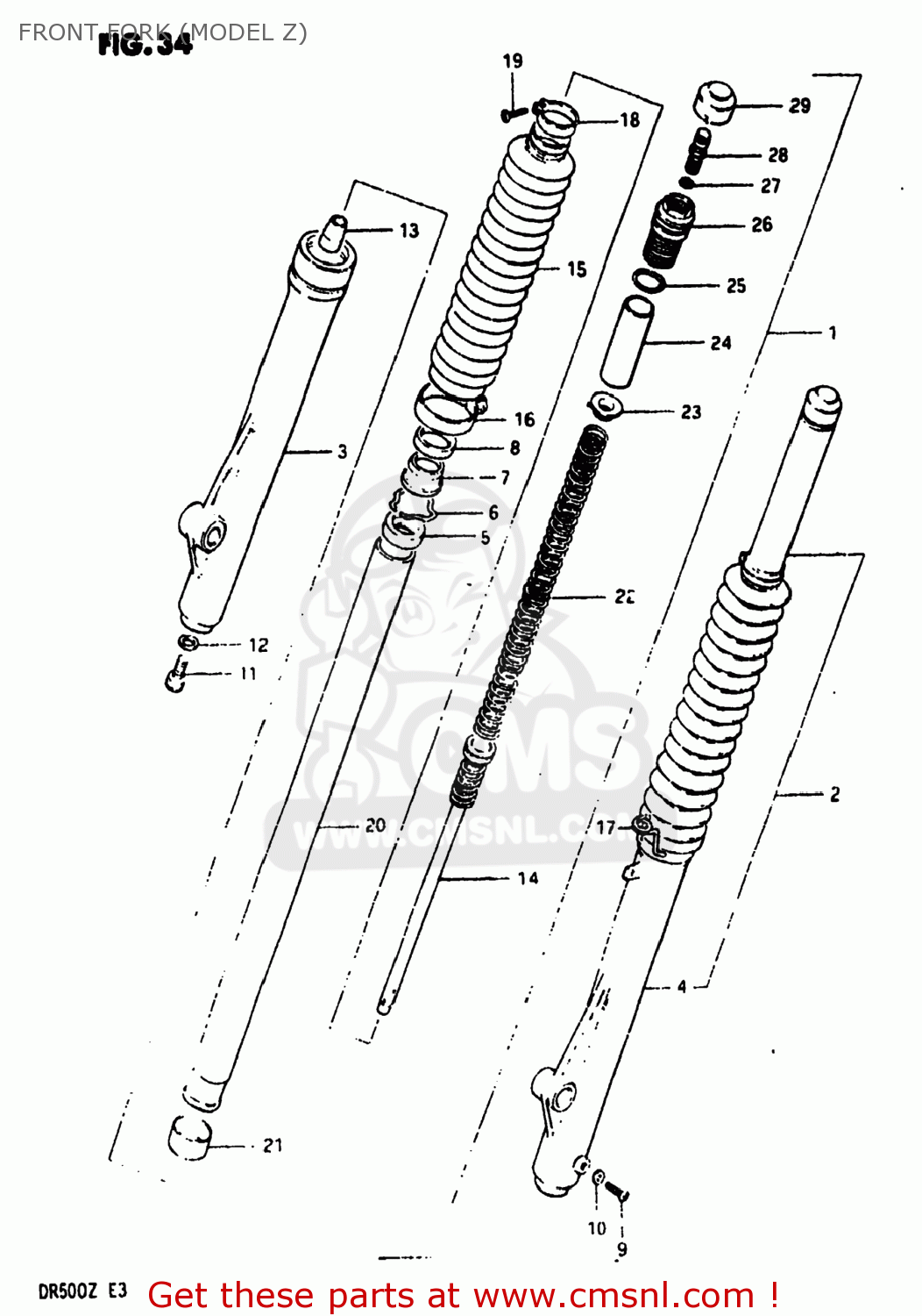 FRONT FORK (MODEL Z) DR500 1982 (Z) USA (E03)