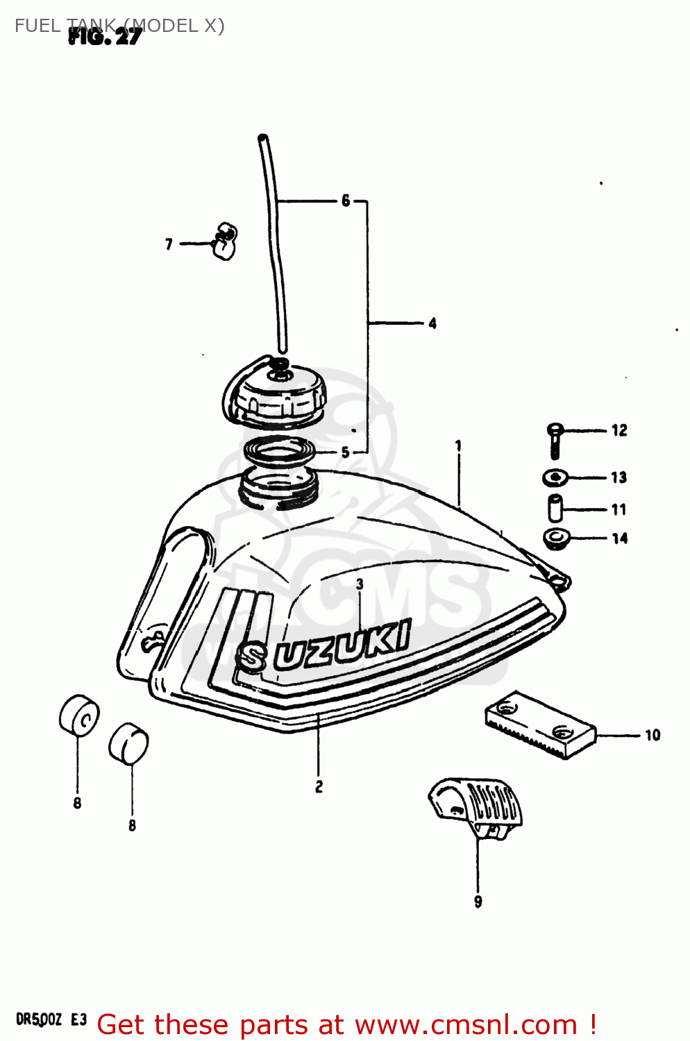 FUEL TANK (MODEL X) DR500 1982 (Z) USA (E03)