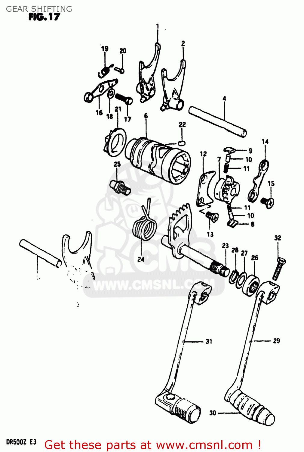 GEAR SHIFTING DR500 1982 (Z) USA (E03)