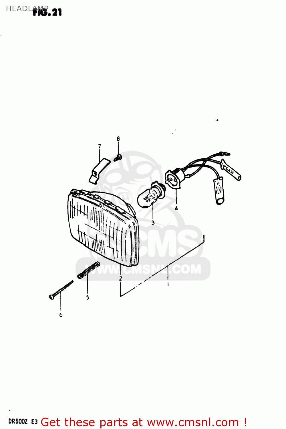 HEADLAMP DR500 1982 (Z) USA (E03)