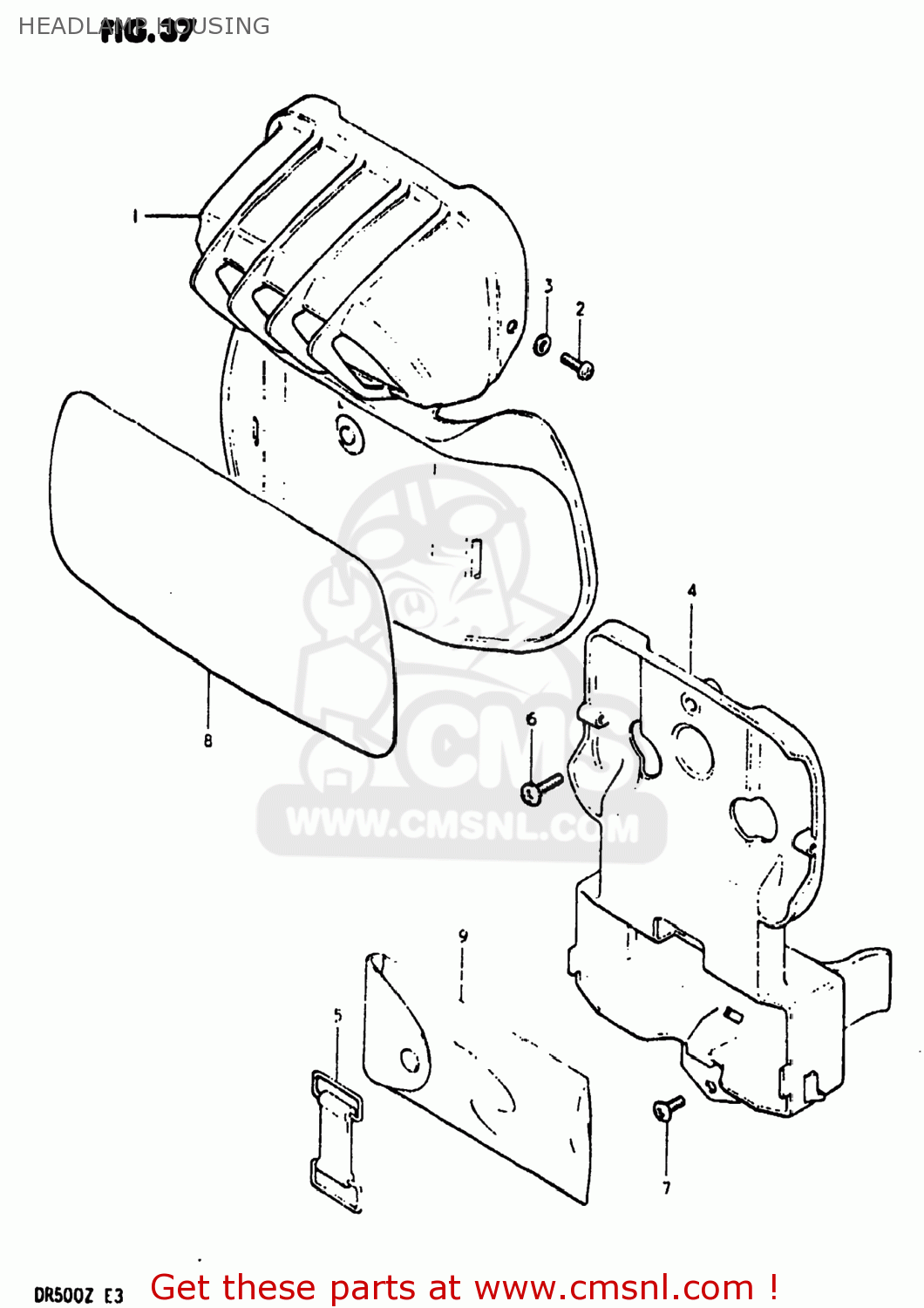 HEADLAMP HOUSING DR500 1982 (Z) USA (E03)