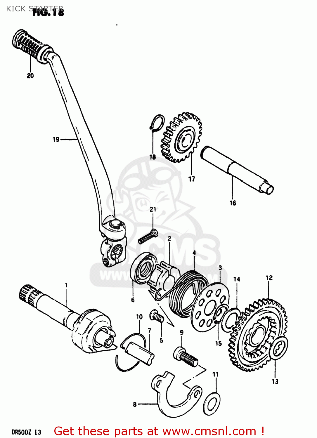 KICK STARTER DR500 1982 (Z) USA (E03)