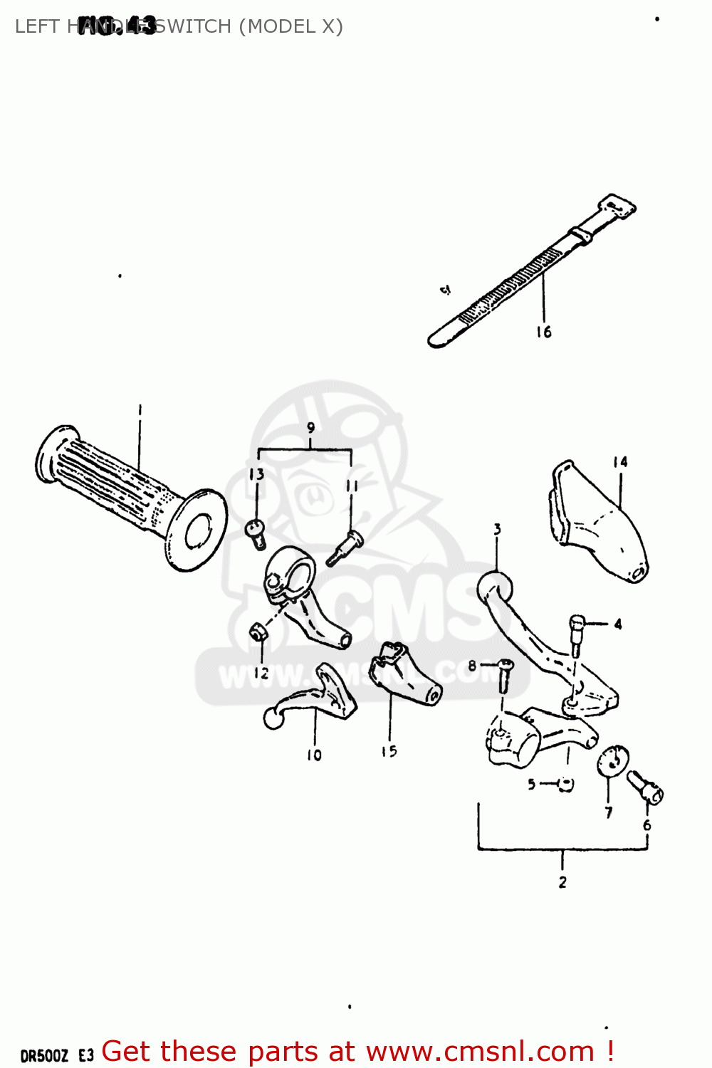 LEFT HANDLE SWITCH (MODEL X) DR500 1982 (Z) USA (E03)