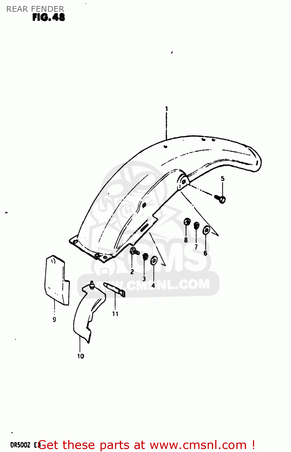 REAR FENDER DR500 1982 (Z) USA (E03)