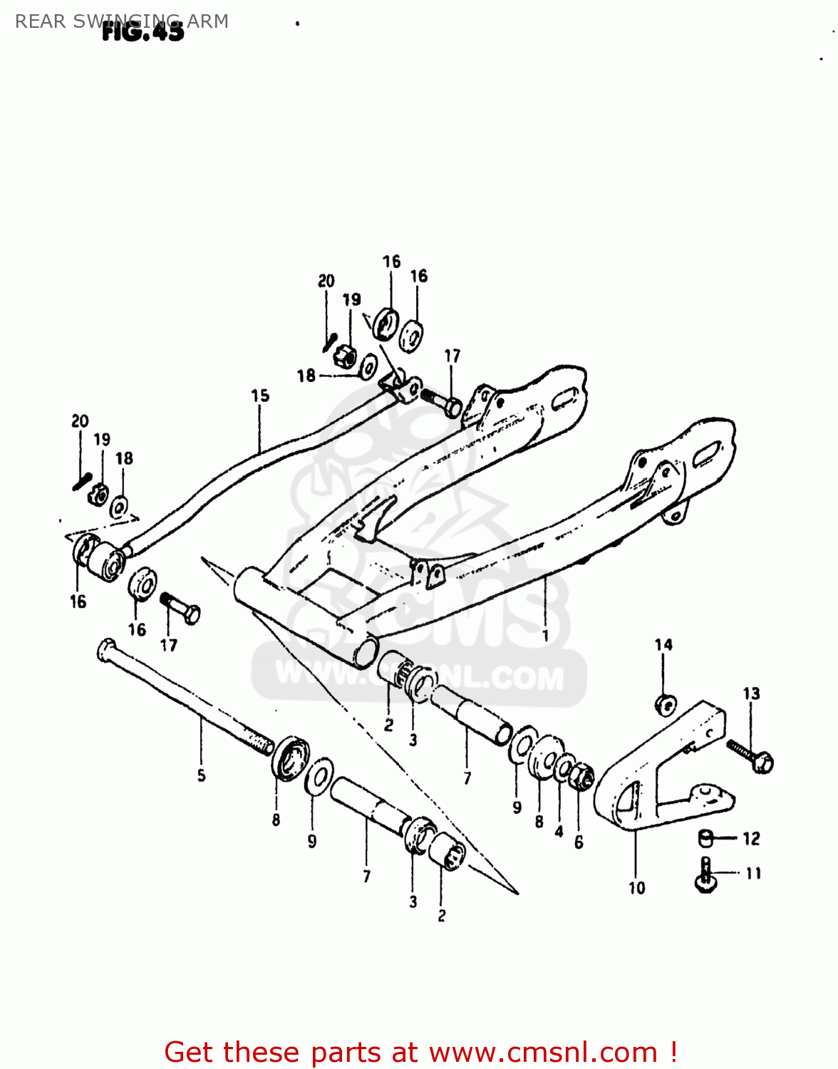 REAR SWINGING ARM DR500 1982 (Z) USA (E03)