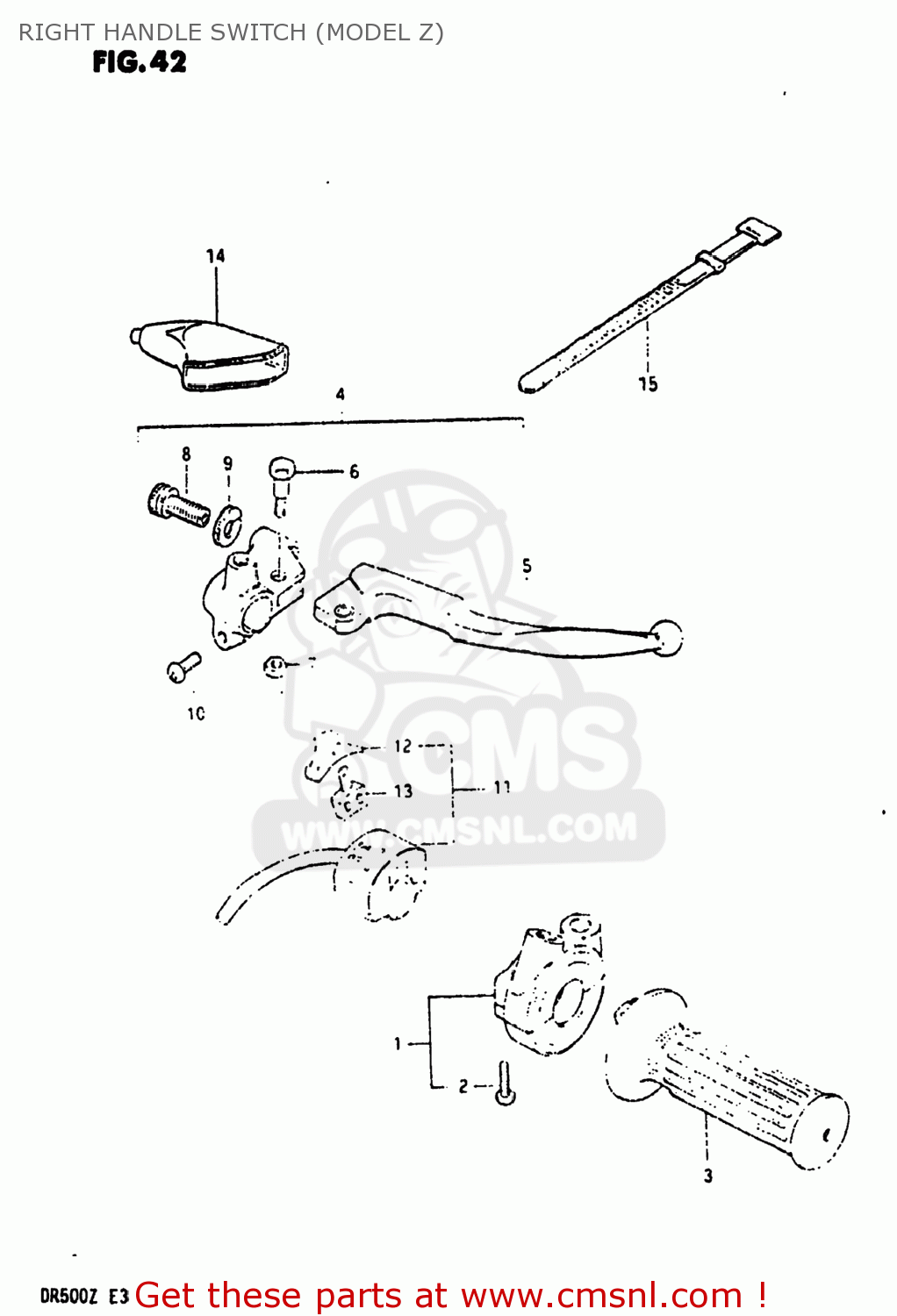 RIGHT HANDLE SWITCH (MODEL Z) DR500 1982 (Z) USA (E03)