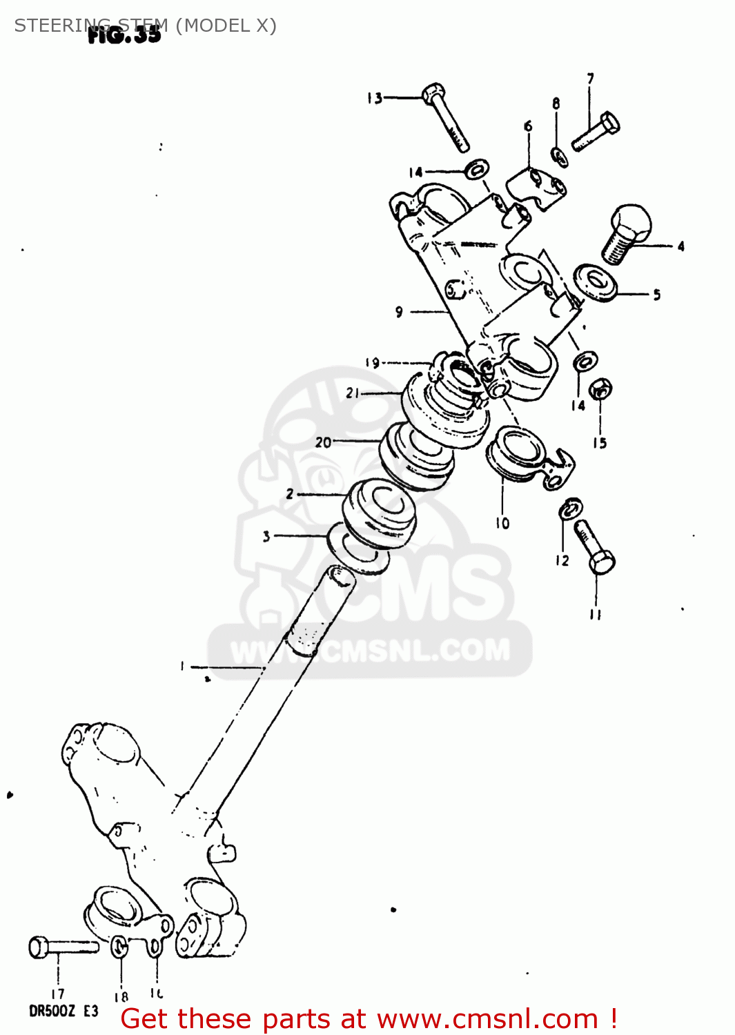 STEERING STEM (MODEL X) DR500 1982 (Z) USA (E03)