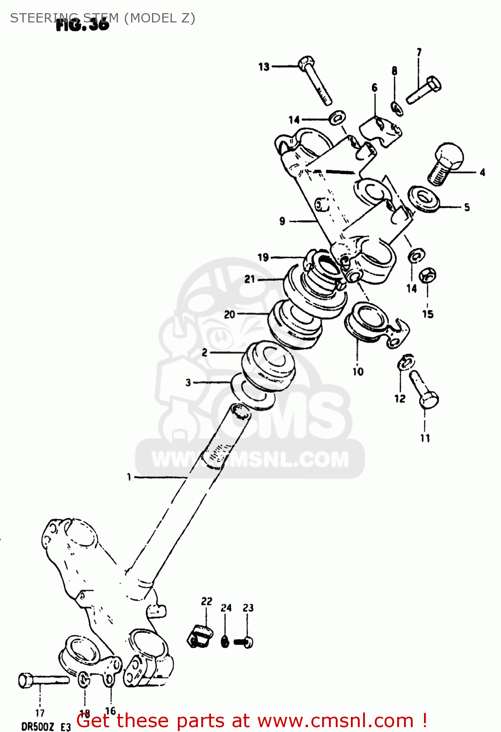 STEERING STEM (MODEL Z) DR500 1982 (Z) USA (E03)