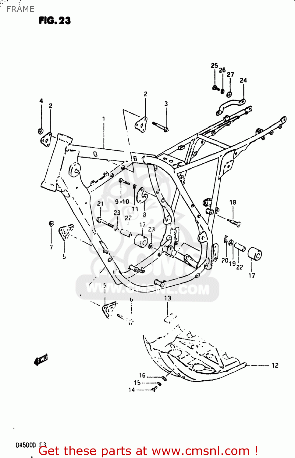 Suzuki DR500 1983 (D) USA (E03) FRAME - buy original FRAME spares online