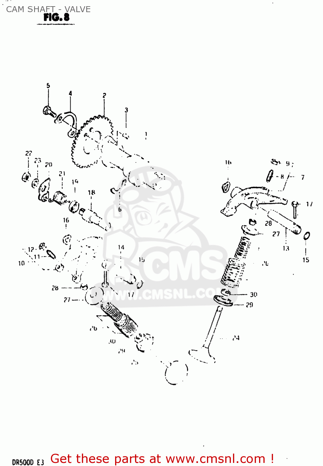 CAM SHAFT - VALVE DR500 1983 (D) USA (E03)