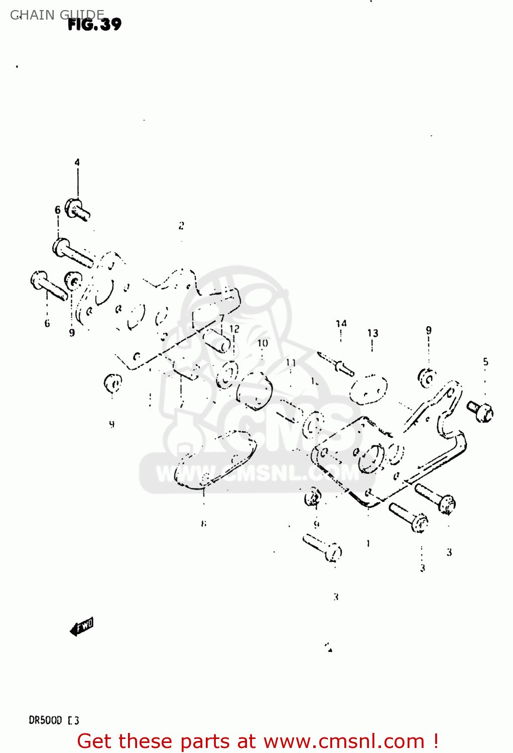 CHAIN GUIDE DR500 1983 (D) USA (E03)