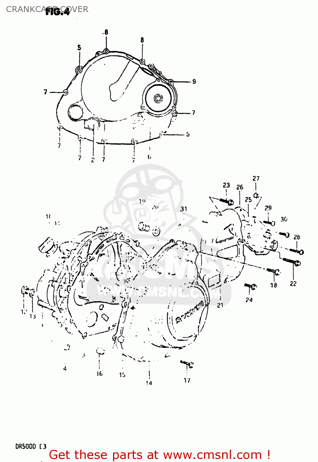 CRANKCASE COVER DR500 1983 (D) USA (E03)