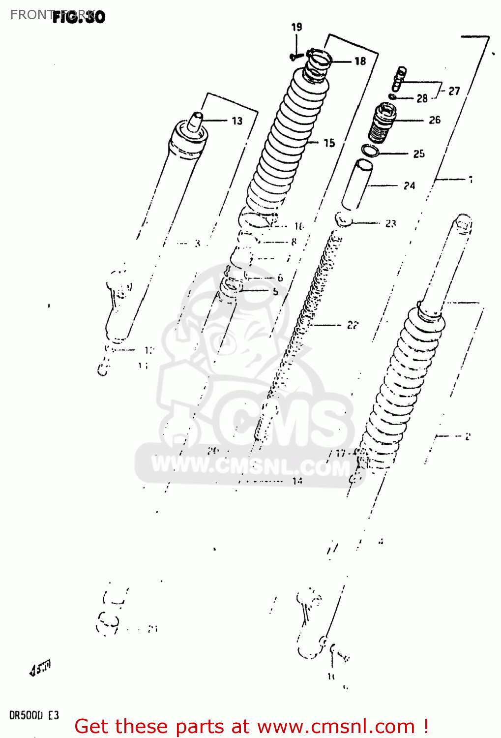 FRONT FORK DR500 1983 (D) USA (E03)