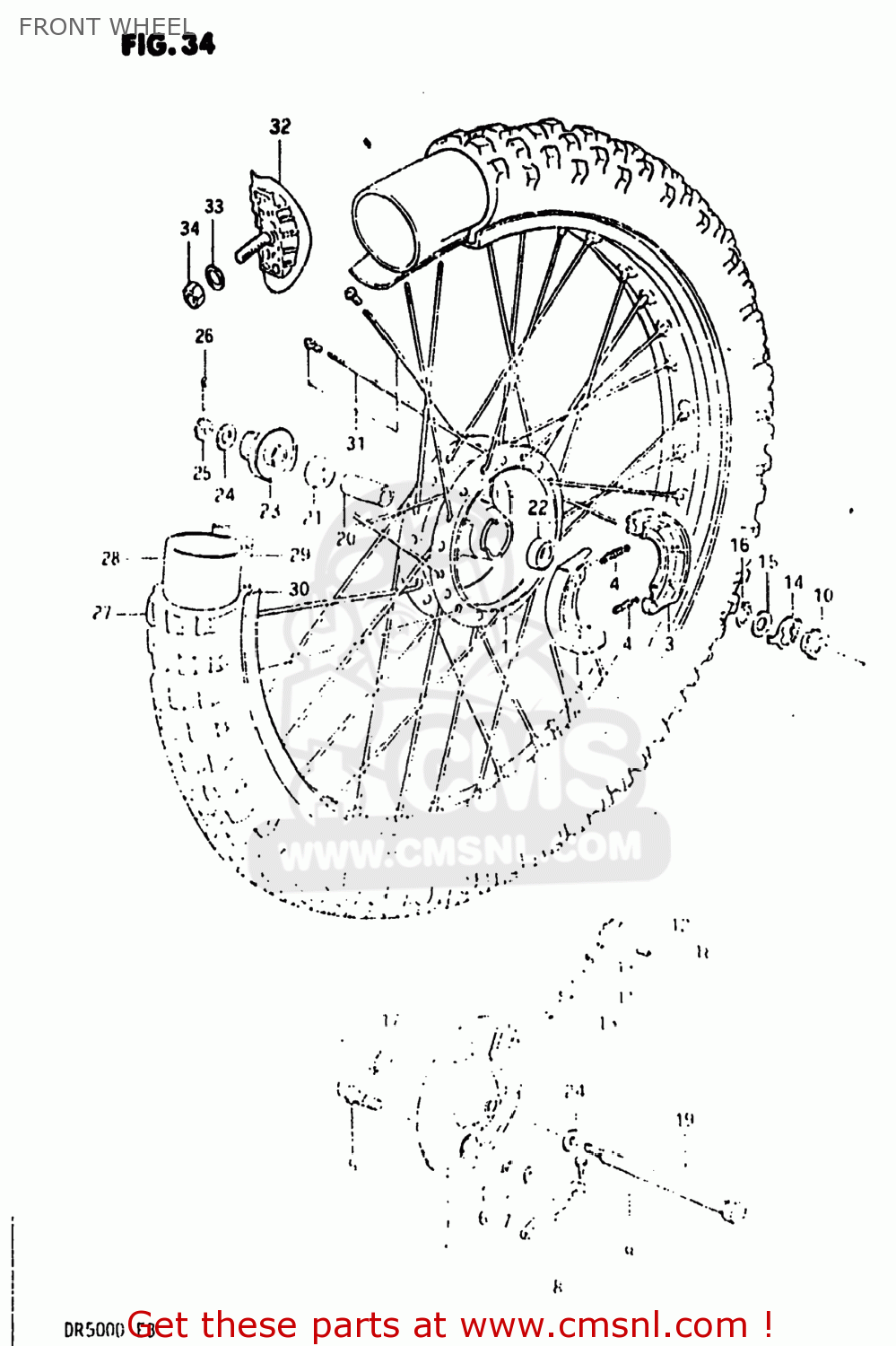 FRONT WHEEL DR500 1983 (D) USA (E03)