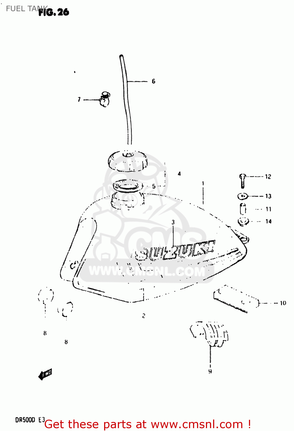 FUEL TANK DR500 1983 (D) USA (E03)