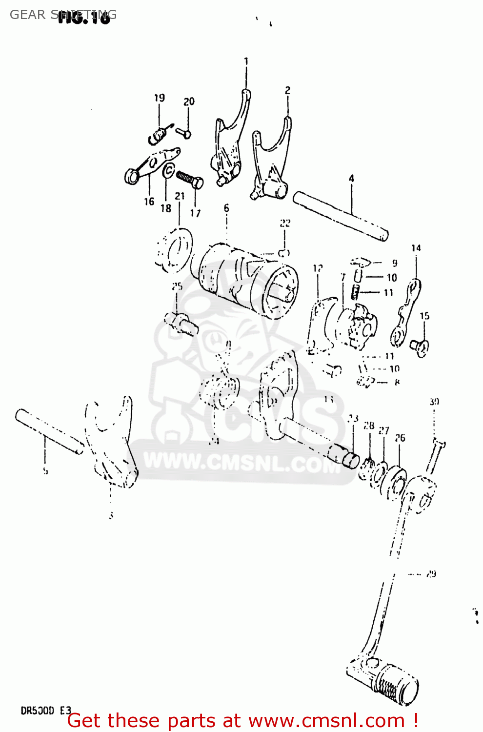 GEAR SHIFTING DR500 1983 (D) USA (E03)