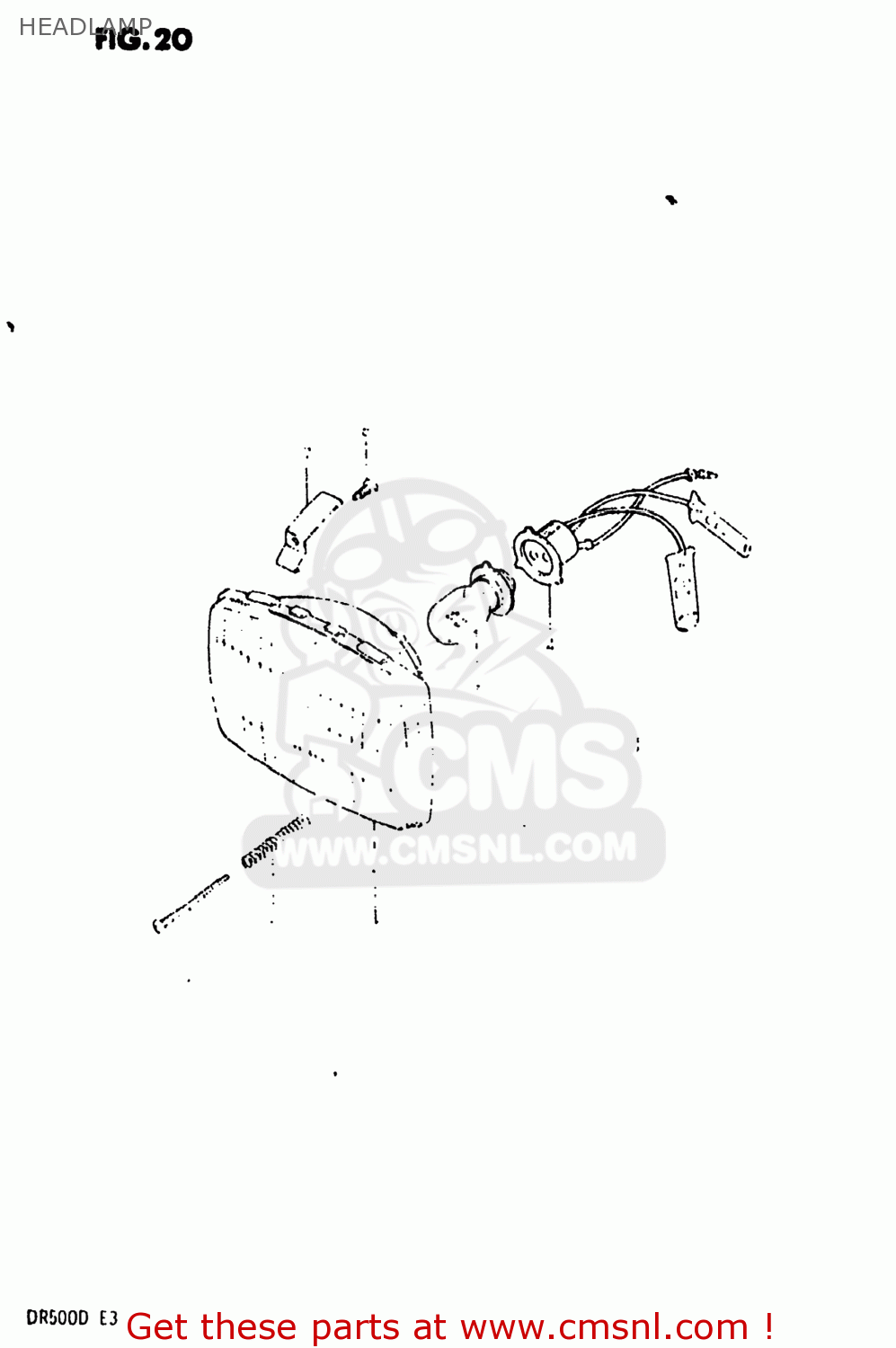 HEADLAMP DR500 1983 (D) USA (E03)