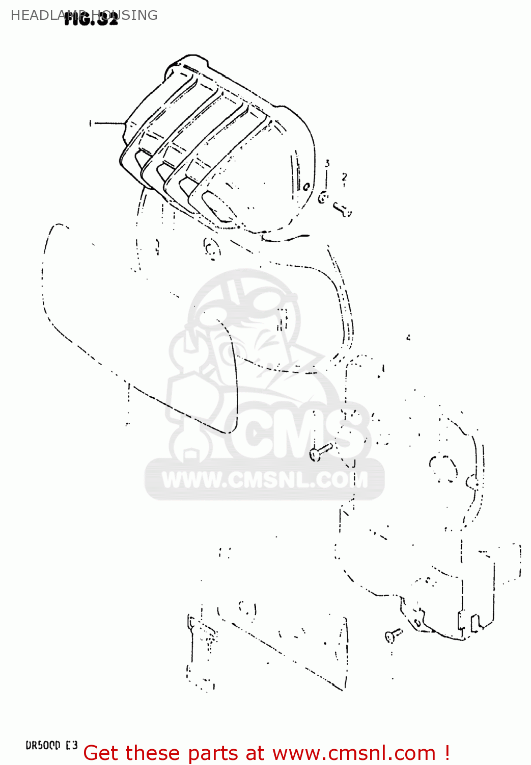 HEADLAMP HOUSING DR500 1983 (D) USA (E03)