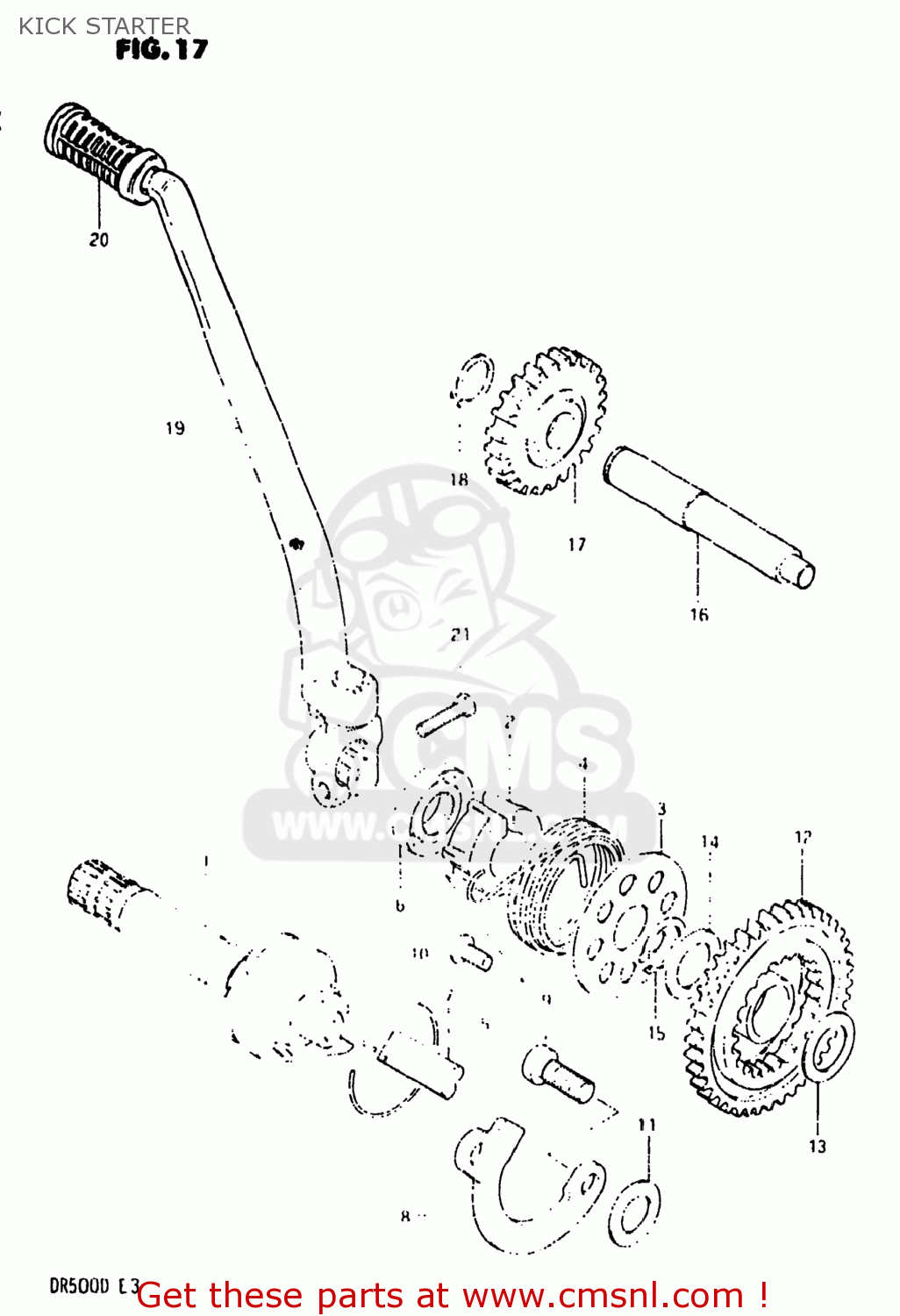 KICK STARTER DR500 1983 (D) USA (E03)