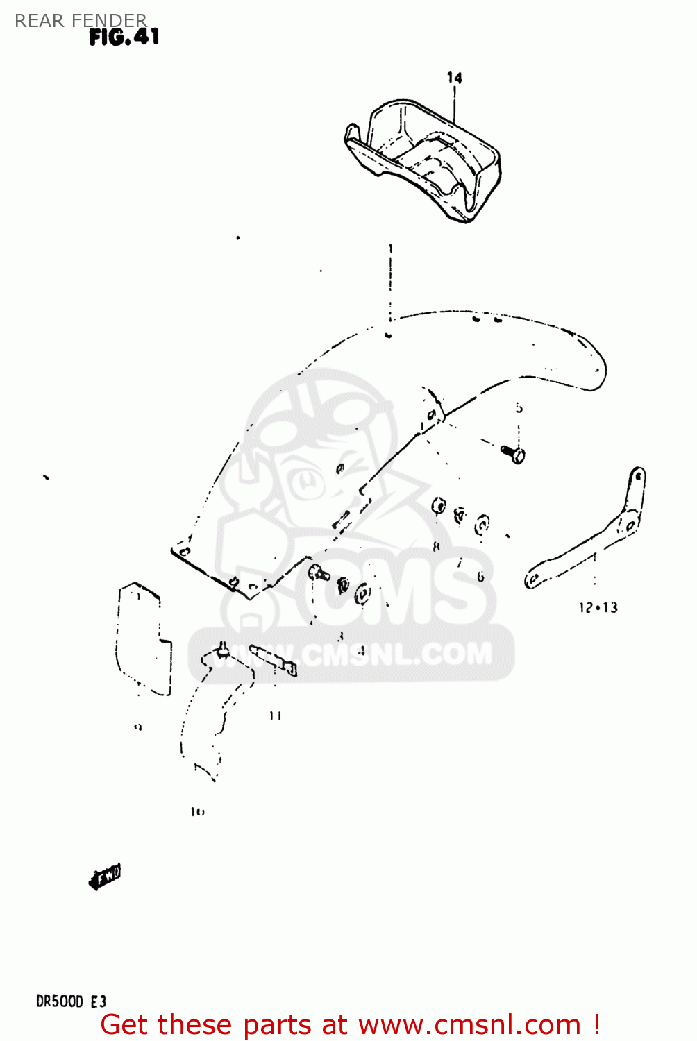 REAR FENDER DR500 1983 (D) USA (E03)