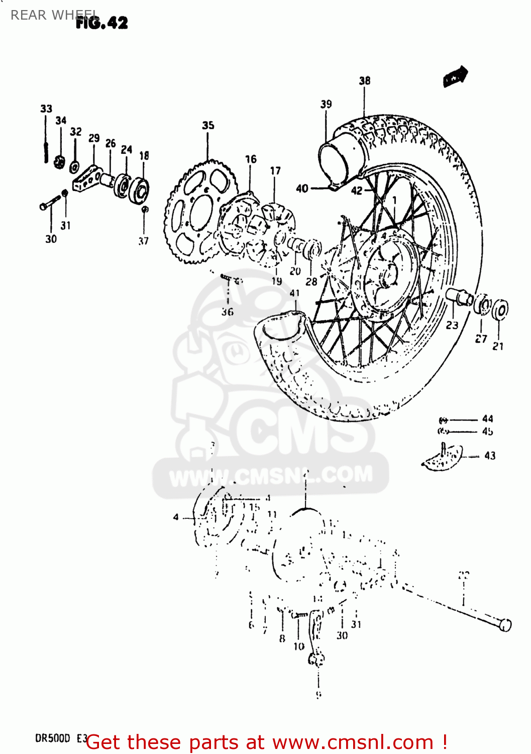 REAR WHEEL DR500 1983 (D) USA (E03)