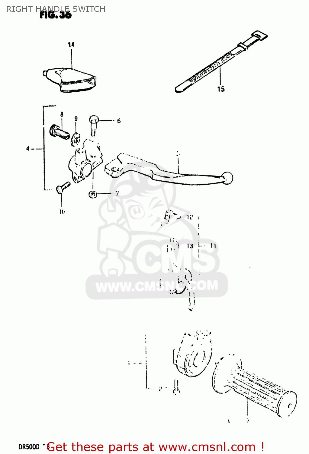 RIGHT HANDLE SWITCH DR500 1983 (D) USA (E03)