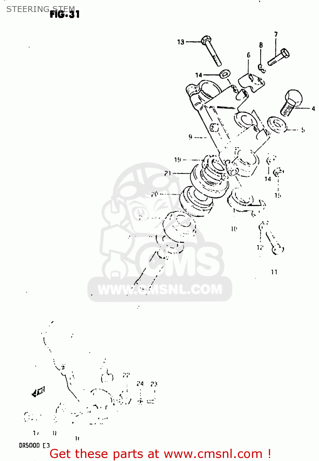 STEERING STEM DR500 1983 (D) USA (E03)