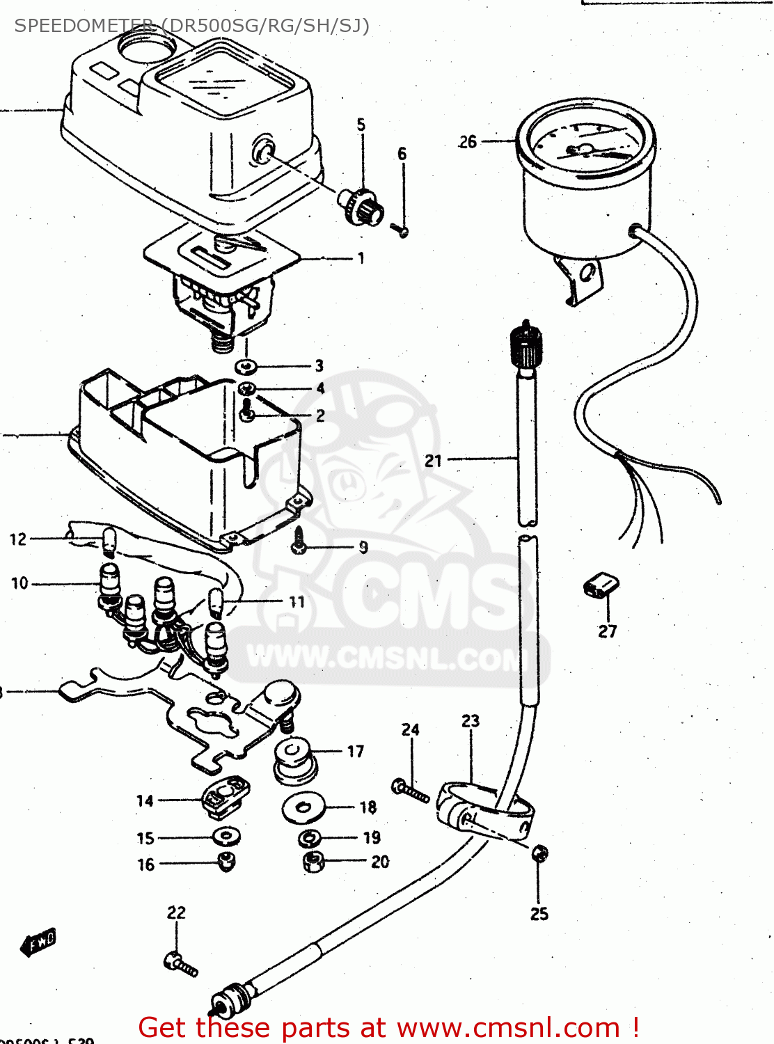 SPEEDOMETER (DR500SG/RG/SH/SJ) DR500R 1986 (G)