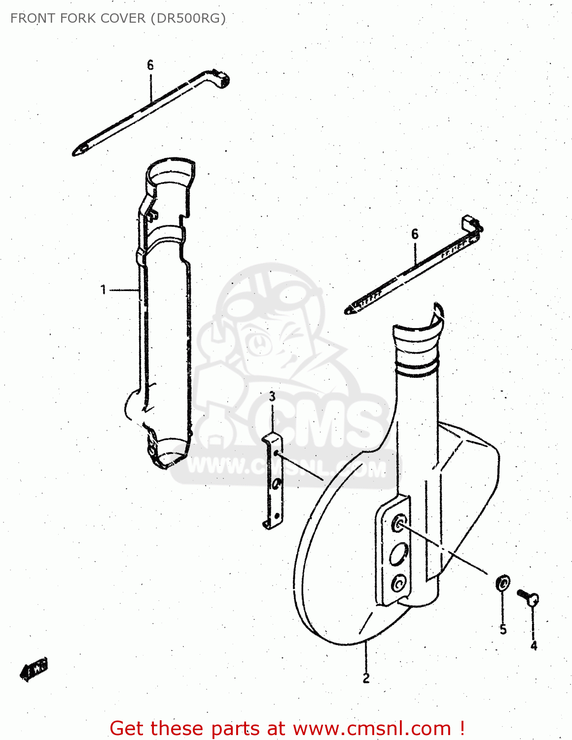 FRONT FORK COVER (DR500RG) DR500R 1986 (G)