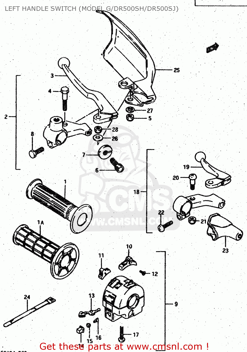 LEFT HANDLE SWITCH (MODEL G/DR500SH/DR500SJ) DR500R 1986 (G)