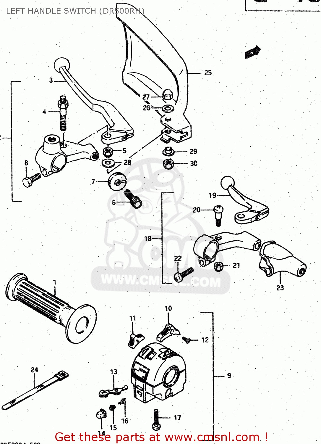 LEFT HANDLE SWITCH (DR500RH) DR500R 1986 (G)